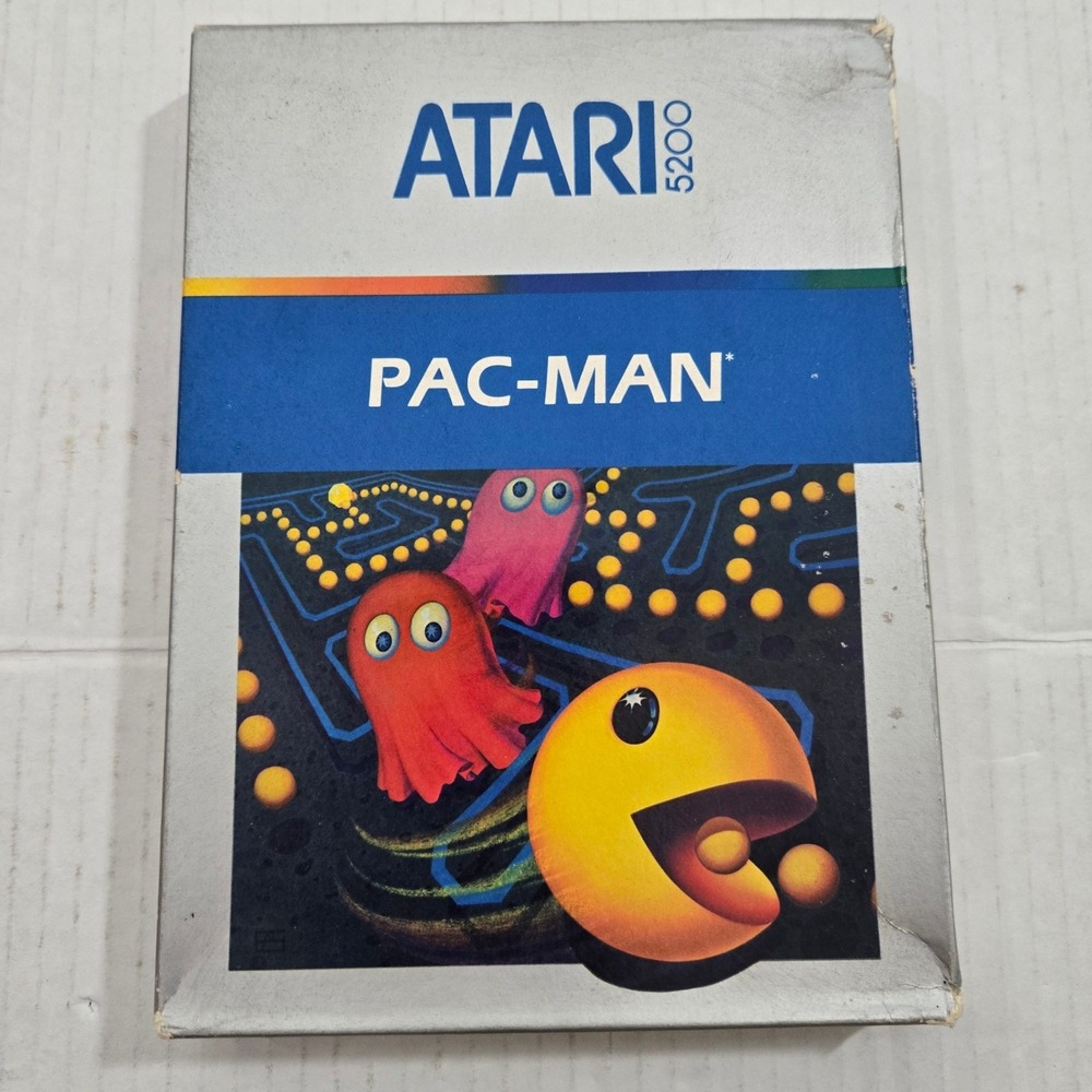 Vintage 1982 Atari 5200 Pac-Man Game CIB Complete Box Manual Overlay Retro
